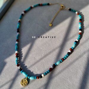 New turquoise with jasper and sterling silver necklace